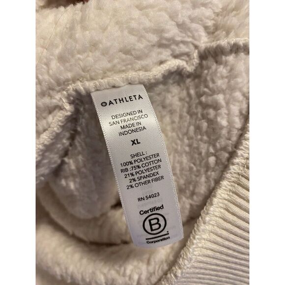 Athleta Tugga Sherpa Jacket Women's XL Beige Cropped Full Zip Fleece 486693 - Picture 4 of 6